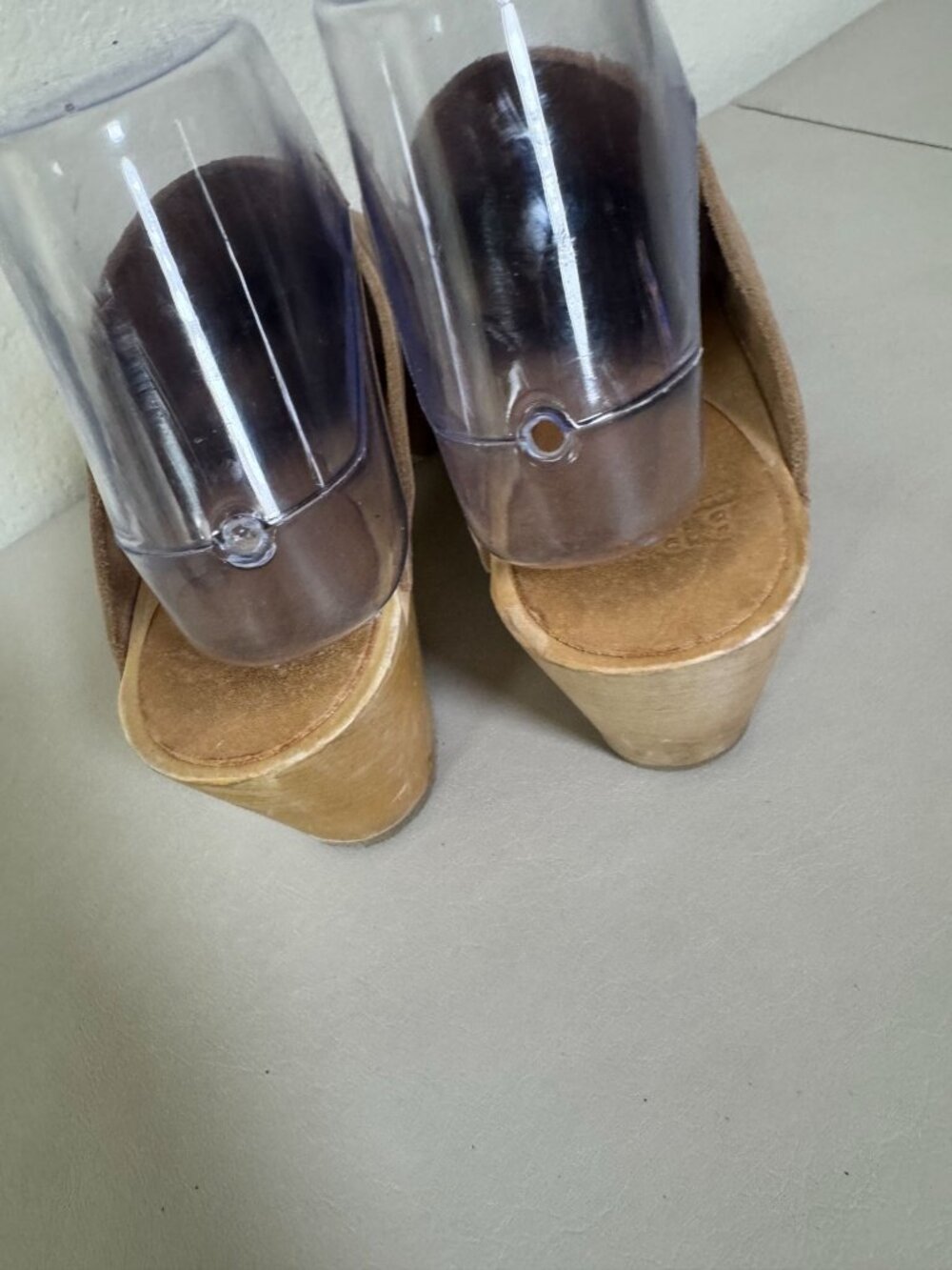 BRYR Tan Leather Classic Worker Clogs Wooden Soles 37 US sz 7 Mule Shoes Heeled - Picture 13 of 16